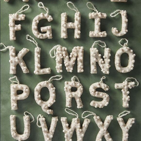 ANTHROPOLOGIE Holly Pommed Ornament Letter V - Picture 4 of 4